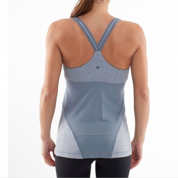 Lululemon Women Cross My Heart Tank Top Heathered Blurred Gray Size 8 - Picture 2 of 16